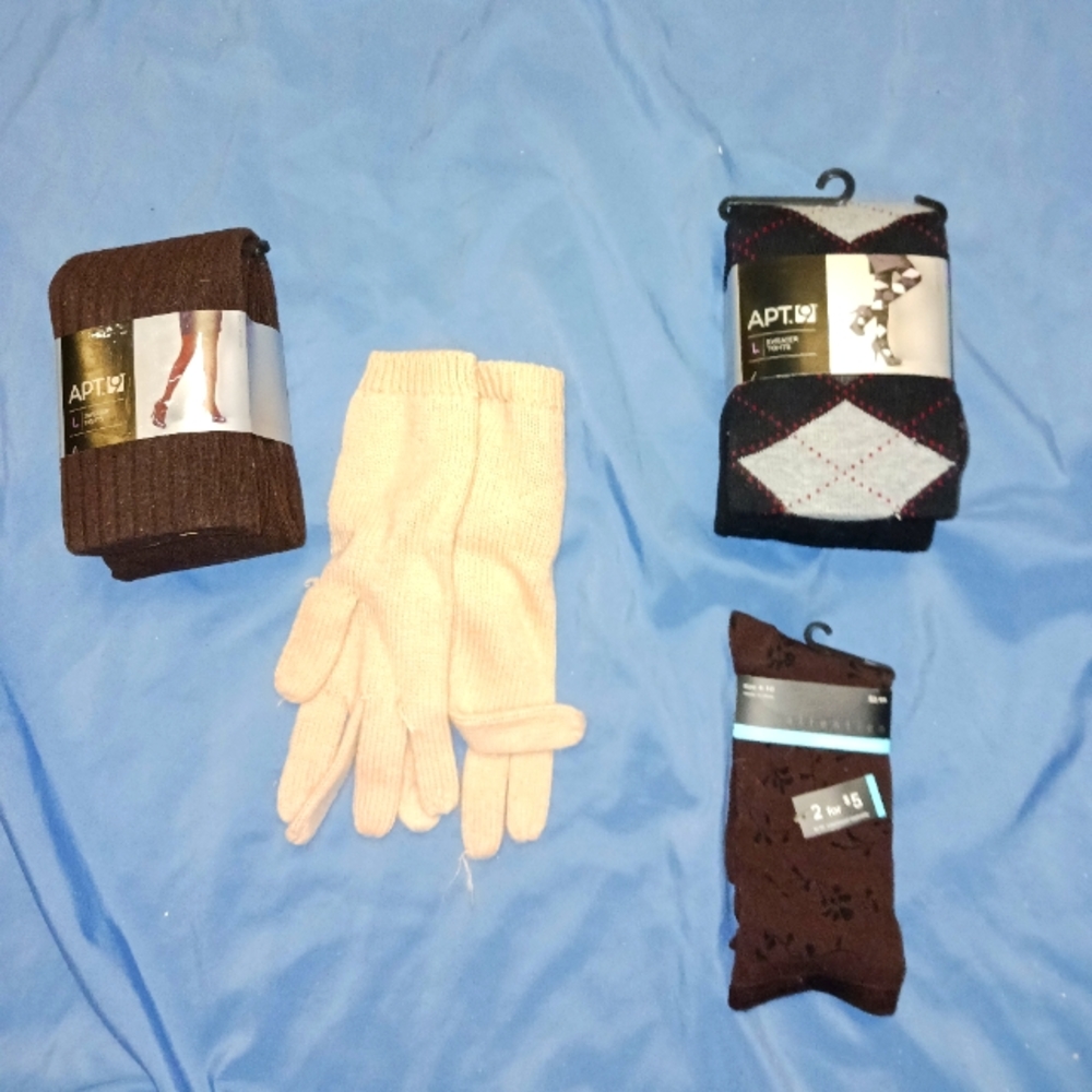 Gloves, socks, stockings